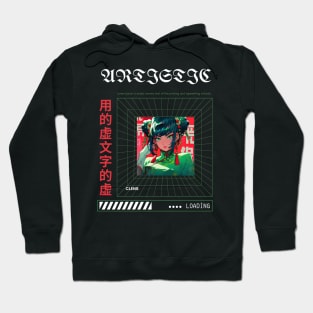 green and red cyberpunk anime girl Hoodie